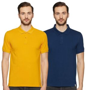 Amazon Brand - Symbol Men Cotton Rich Polo T Shirt | Collar Tshirts | Half Sleeves | Plain (Combo Pack of 2) - Regular Fit